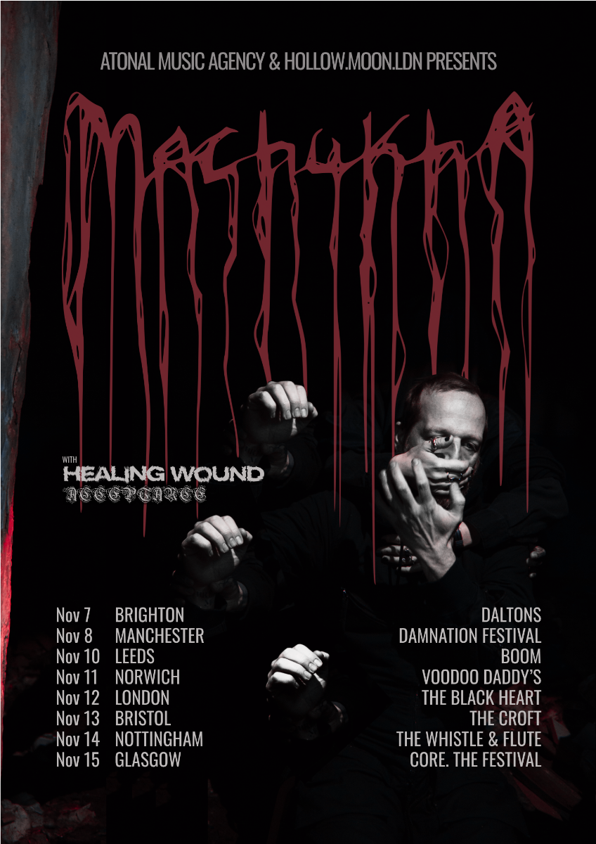 Affiche de la tournée britannique de Machukha avec les dates de novembre