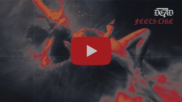 Vignette du visualizer de « Feels Like » avec le logo dead7 sur un fond de volutes orangées