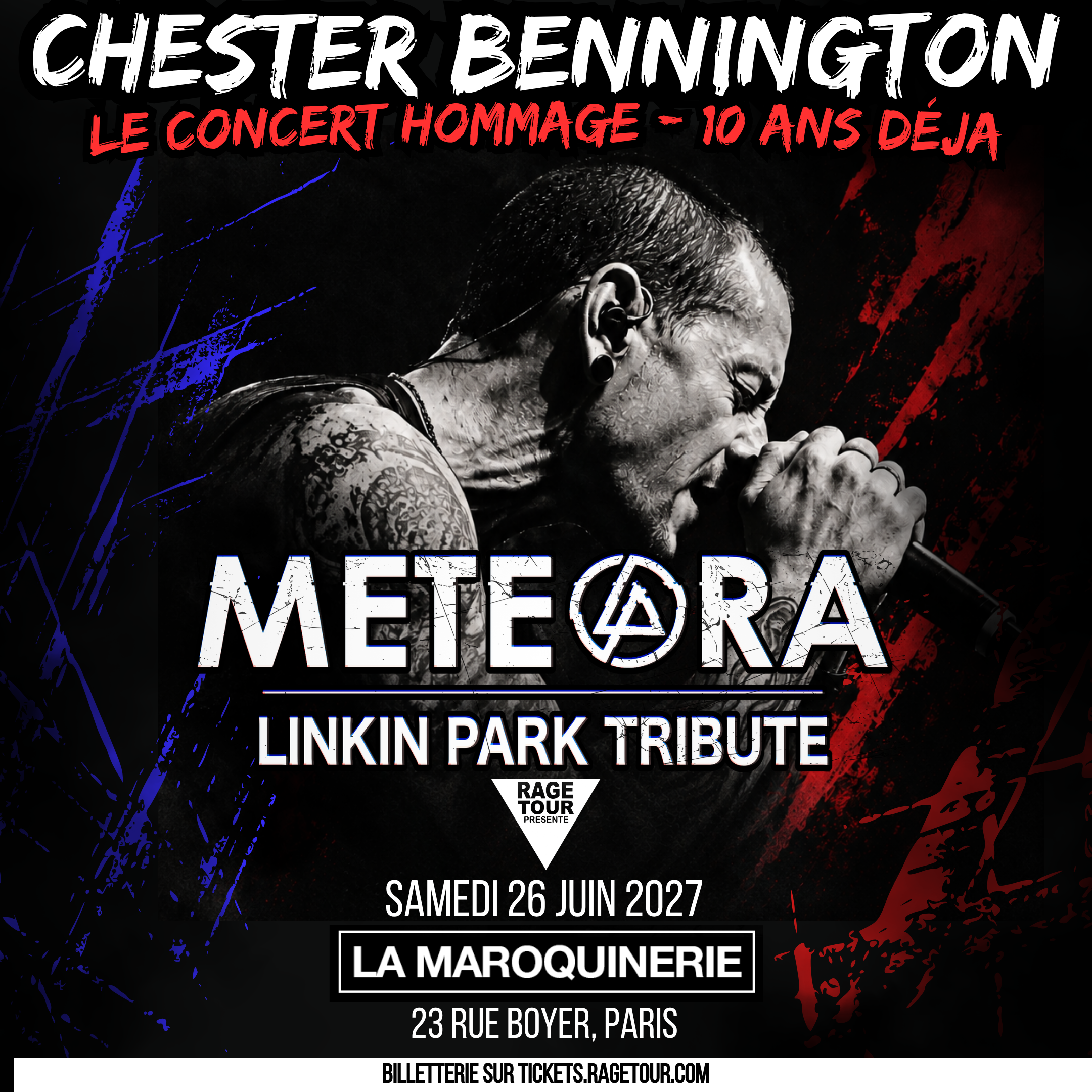 Affiche du concert hommage à Chester Bennington par Meteora à La Maroquinerie le 26 juin 2027