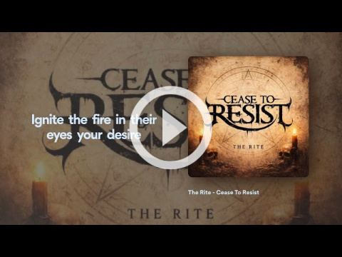 Visuel de la lyric video de « The Rite » de Cease To Resist, sur fond de bougies et de pochette d’album