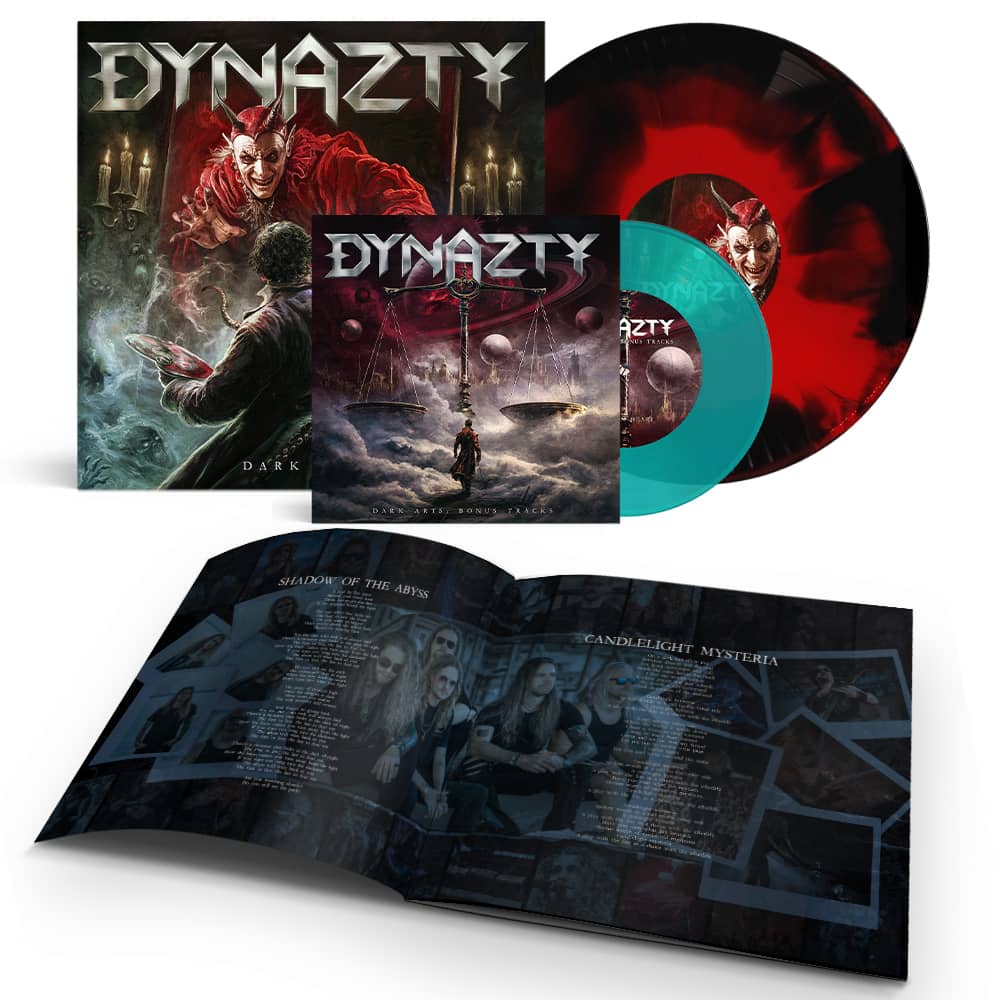 Édition vinyle rouge et noir de Dark Arts avec 7 pouces turquoise et livret