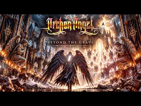 Image de la lyric vidéo du titre Beyond The Grave d'Archon Angel, avec une cathédrale gothique et des anges