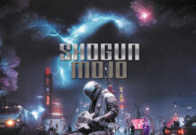 Shogun Mojo dévoile son nouvel album éponyme et le clip de « Dog Eat Dog » Pochette de l'album Shogun Mojo représentant un guerrier en armure jouant de la guitare dans une ville futuriste la nuit