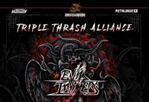 Triple Thrash Alliance : la date parisienne avancée au 1er mars 2027 Affiche de la Triple Thrash Alliance avec Evil Invaders, Heathen, Exhorder et Warfield, date parisienne au Petit Bain